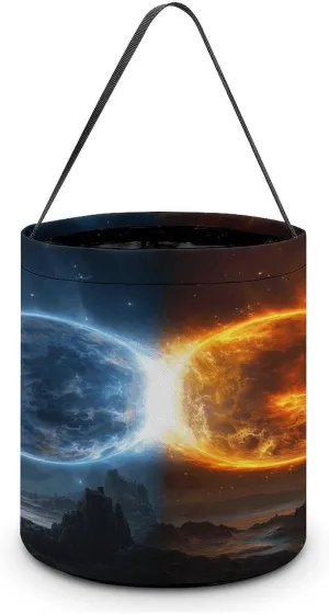 Fire And Water Planets Halloween Tote Candy Bag Candy Basket Candy Bucket Gift Bag for Halloween Party