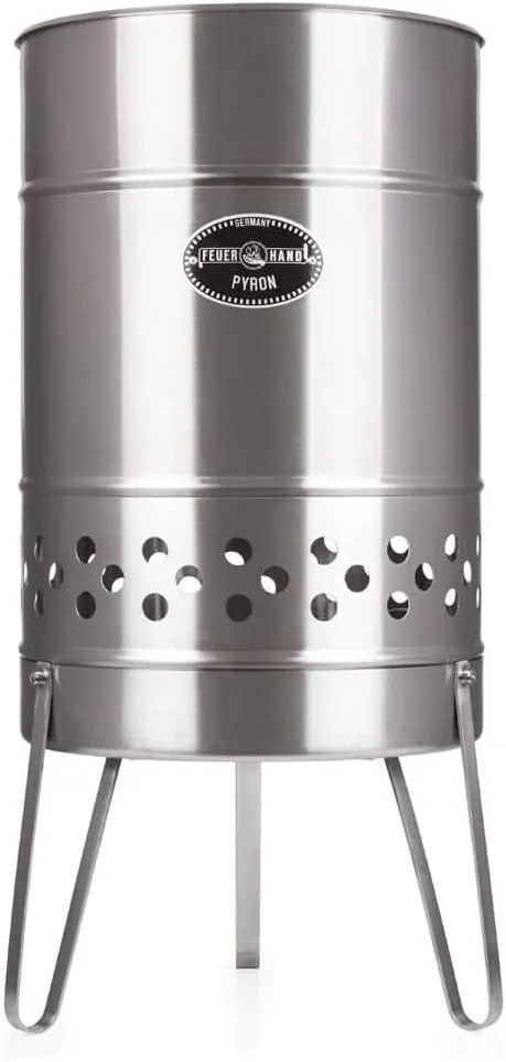 Fire Barrel Pyron, Stainless Steel Double-Walled Fire Pit for Yard or Patio, Feet Protect Ground Surface, 29" High, Great for Cooking Outdoors