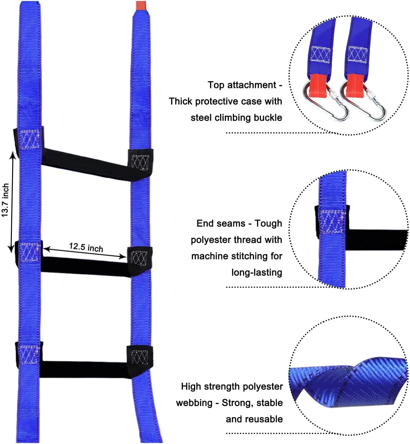 Fire Escape Ladder, 16.5 Feet Portable Safety Rope Ladder with 2 Hooks for 2-3 Story Homes, Multi-use for Kids and Adults