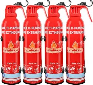 Fire Extinguisher for Home with Mount, 4 Pack Upgraded 8-in-1 Portable Fire Extinguishers For Vehicle Car Boat Marine Kitchen Emergency Supplies, Water-Based Extinguisher For A, B, C, K Fire Types