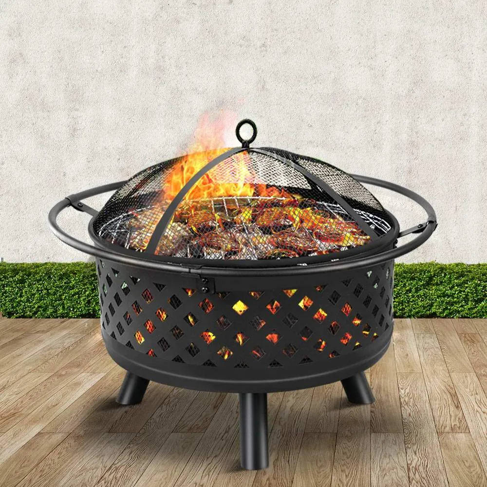 Fire Pit BBQ Grill Smoker Portable Outdoor Fireplace Patio Heater Pits 30Inch