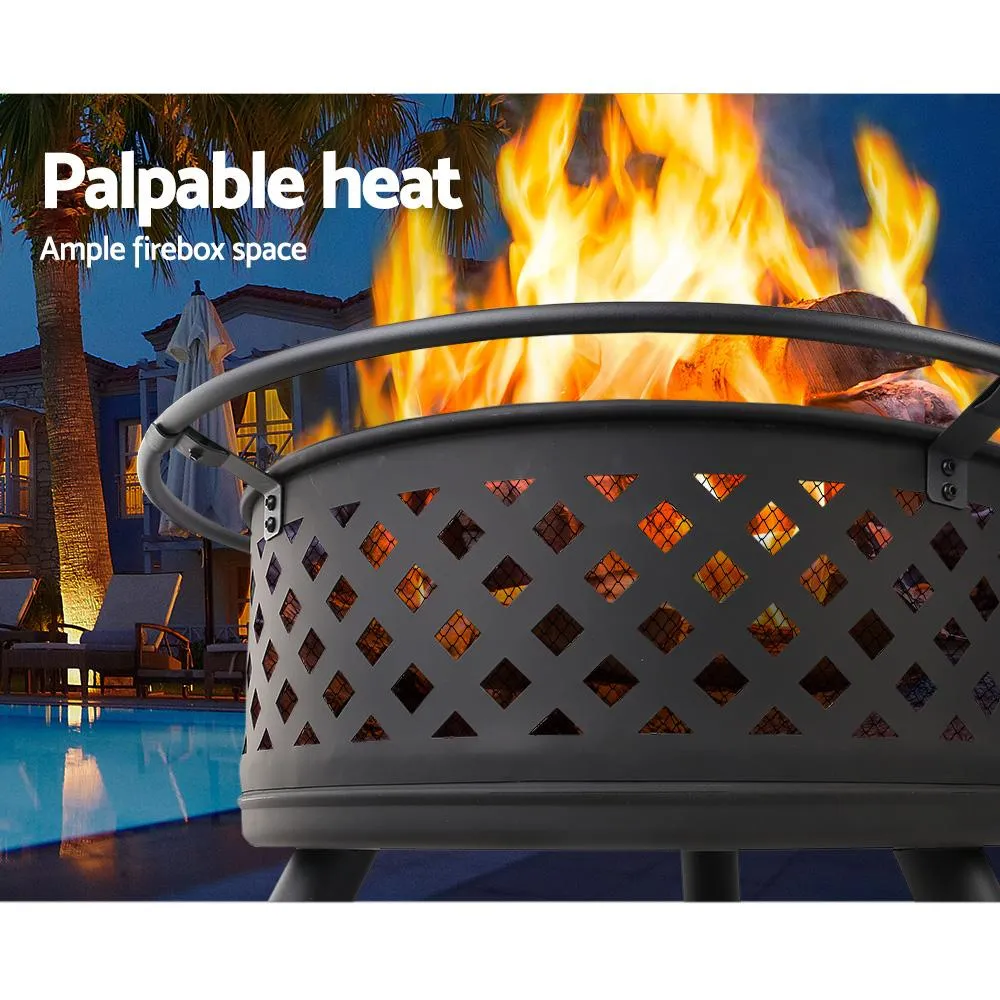 Fire Pit BBQ Grill Smoker Portable Outdoor Fireplace Patio Heater Pits 30Inch