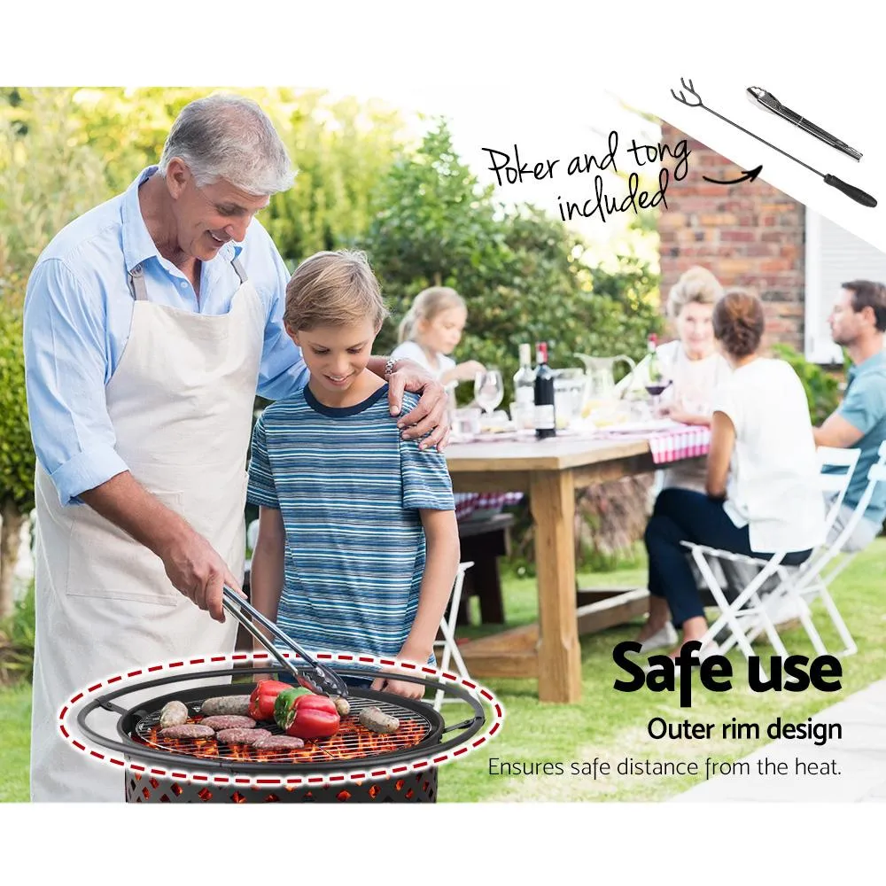Fire Pit BBQ Grill Smoker Portable Outdoor Fireplace Patio Heater Pits 30Inch