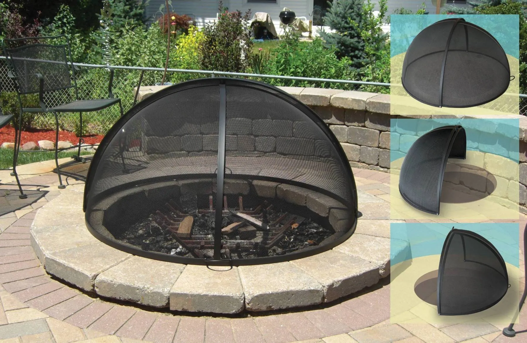 Fire Pit Screen Cover with Pivot Access
