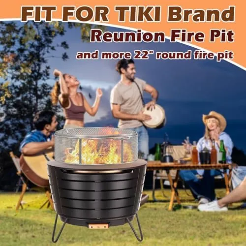 Fire Pit Spark Screen for Tiki Brand Reunion Fire Pit Accessories, Spark Protector Screen with Handle for 22" Outdoor Smokeless Fire Pit Cuisinart, Round Stainless Steel Fire Pit Mesh Screen
