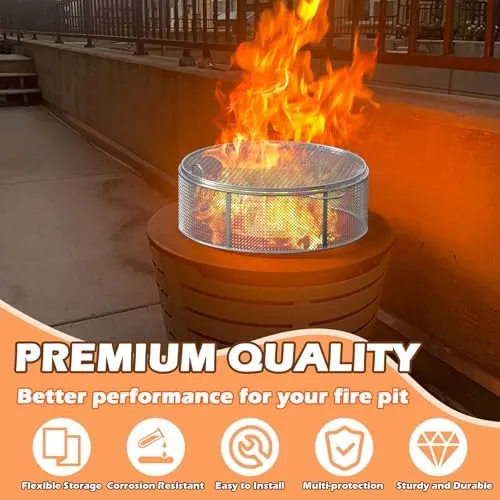 Fire Pit Spark Screen for Tiki Brand Reunion Fire Pit Accessories, Spark Protector Screen with Handle for 22" Outdoor Smokeless Fire Pit Cuisinart, Round Stainless Steel Fire Pit Mesh Screen