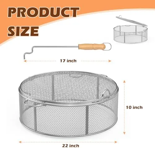Fire Pit Spark Screen for Tiki Brand Reunion Fire Pit Accessories, Spark Protector Screen with Handle for 22" Outdoor Smokeless Fire Pit Cuisinart, Round Stainless Steel Fire Pit Mesh Screen