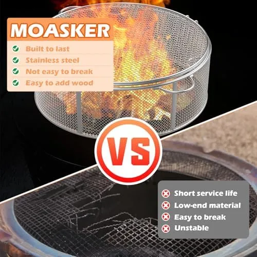 Fire Pit Spark Screen for Tiki Brand Reunion Fire Pit Accessories, Spark Protector Screen with Handle for 22" Outdoor Smokeless Fire Pit Cuisinart, Round Stainless Steel Fire Pit Mesh Screen
