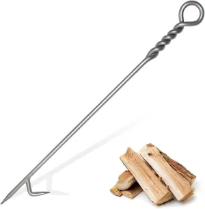 Fire Poker for Fire Pit Outdoor 40in Twisted Rope Design Stainless Steels Fireplace Poker for Fire Pit, Handmade Fire Pit Poker for Firewood Log Coals Campfire Wood Stove, Outdoor and Indoor Use