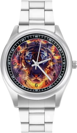 Fire Tiger Watches Stainless Steel Band Wristwatch Business Dress Watch for Work Home