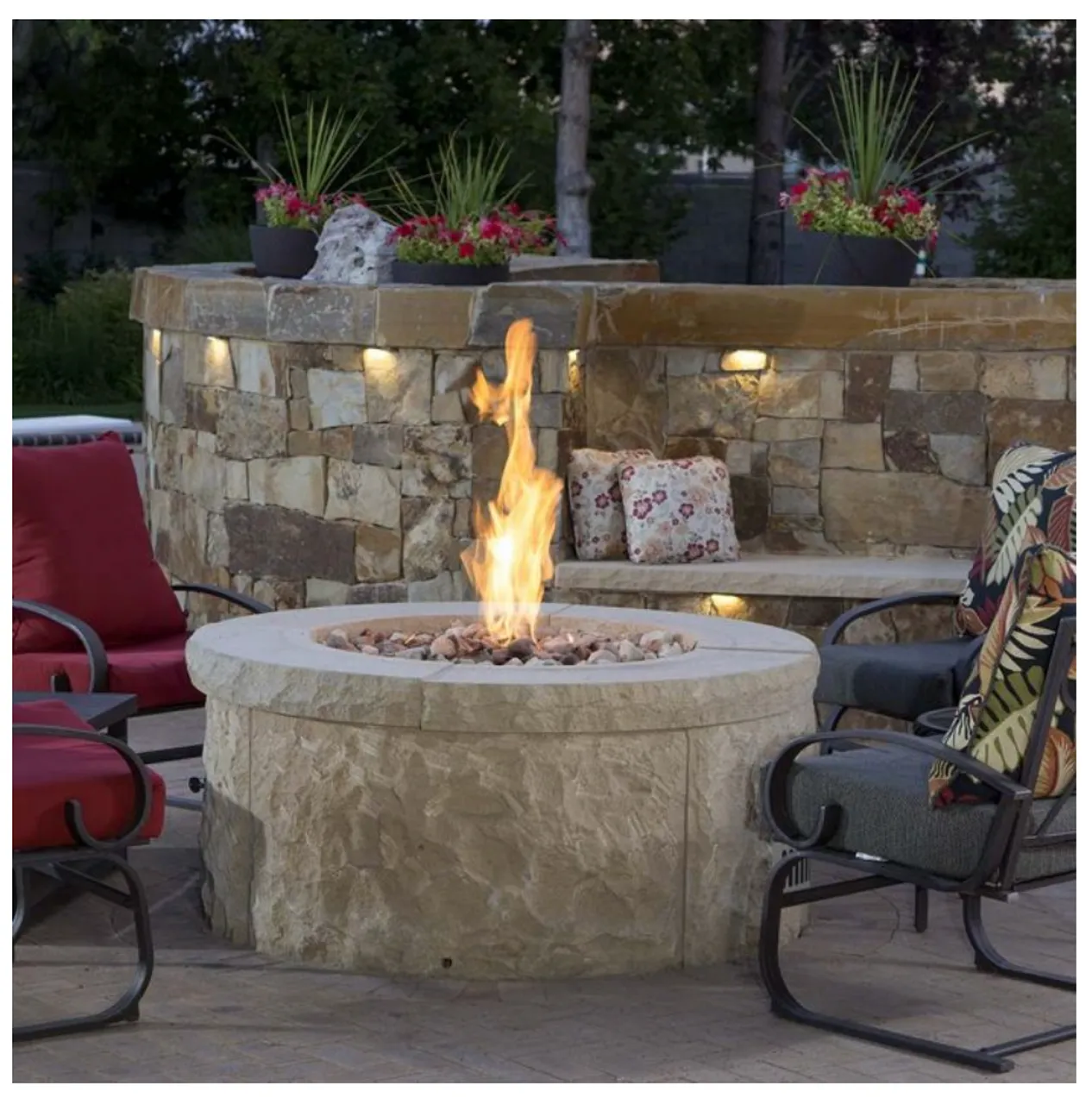 Firegear 39" Round Disc Thermocouple Piloted Safety Ignition Fire Pit w/31" Stainless Steel Burner - Natural Gas - FPB-39DBS31TPSI-N