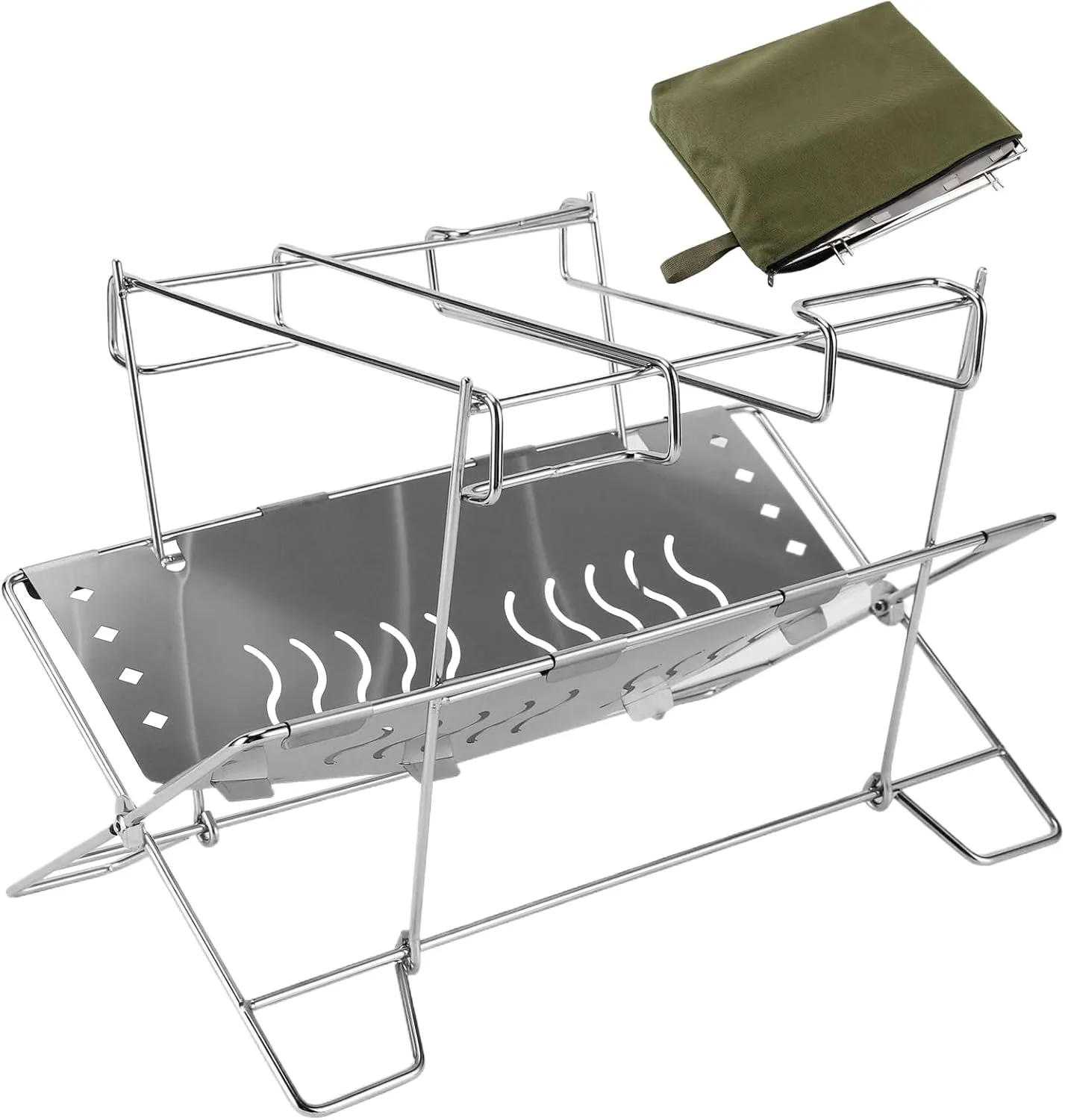 Firepit Stand | Stainless Steel Folding Camping Fire Pit Holder - Grilling Supplies, Campfire Organizer Stand for Patio Camping Backyard Barbecue Activities