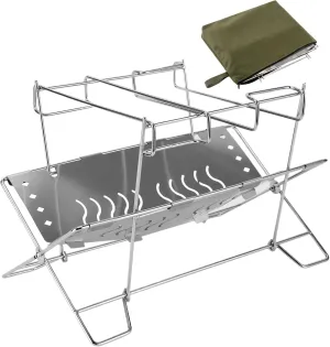Firepit Stand | Stainless Steel Folding Camping Fire Pit Holder - Grilling Supplies, Campfire Organizer Stand for Patio Camping Backyard Barbecue Activities