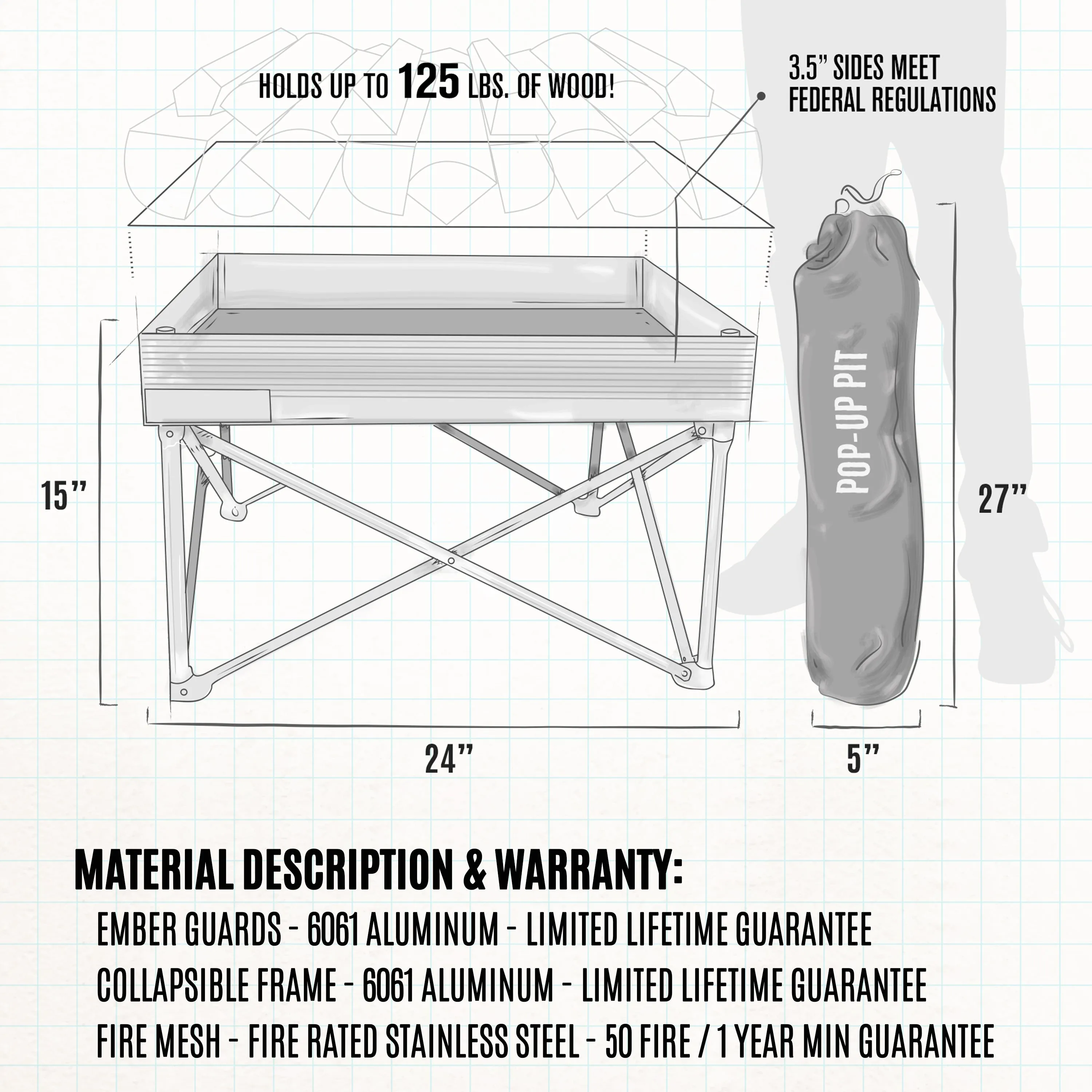 Fireside Outdoor Pop-Up Fire Pit - Go Anywhere Kit