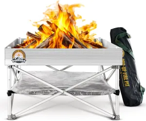 Fireside Outdoor Portable Fire Pit for Camping, Outdoor Fire Pit for Backyard, Portable Outdoor Fire Pit with Heat Protect, Standing Fire Pit Outside for Camping, Camping Fire Pit,8 lb Weights-24 inch