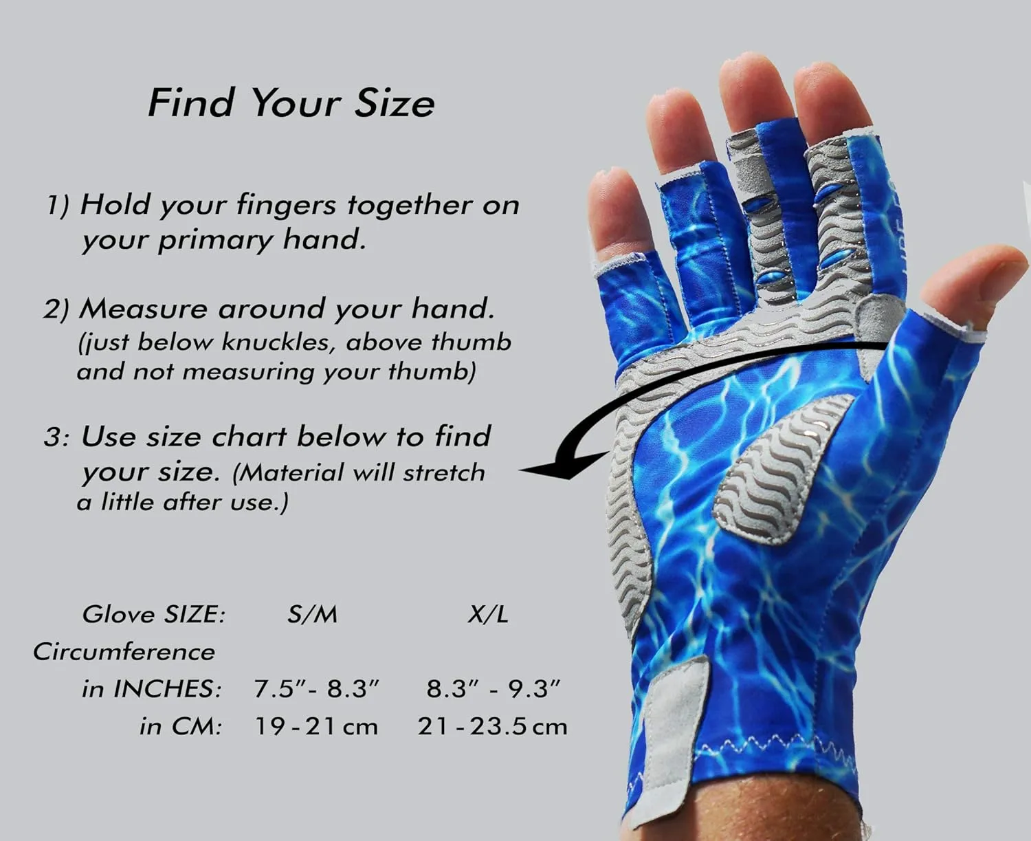 Fishoholic UPF50  Fingerless Fishing Gloves - Sticky Grip Sun Protection Glove - Kayaking Paddling or Rowing