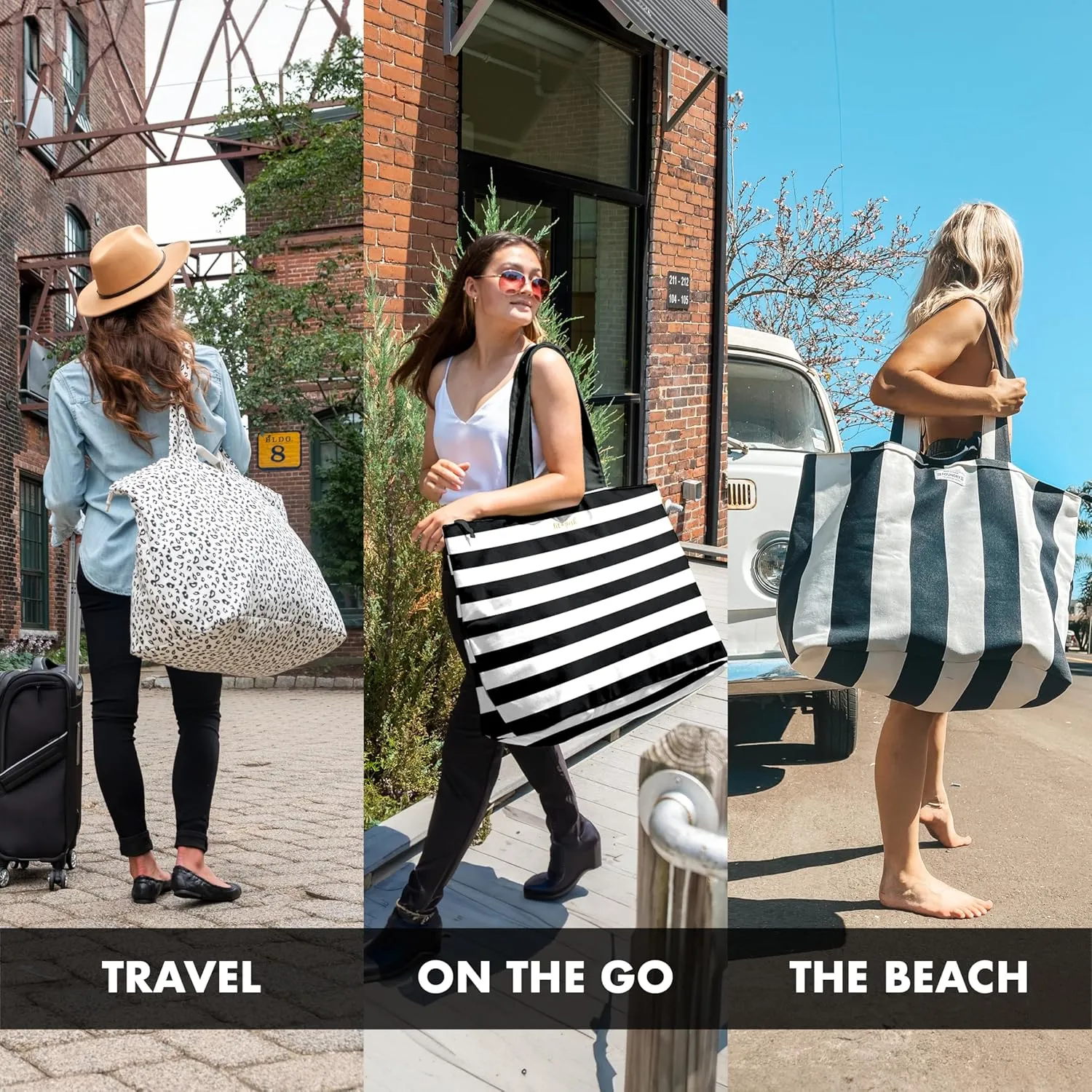 Fit & Fresh Large Beach Bag for Women - Extra Large Travel Tote With Pockets
