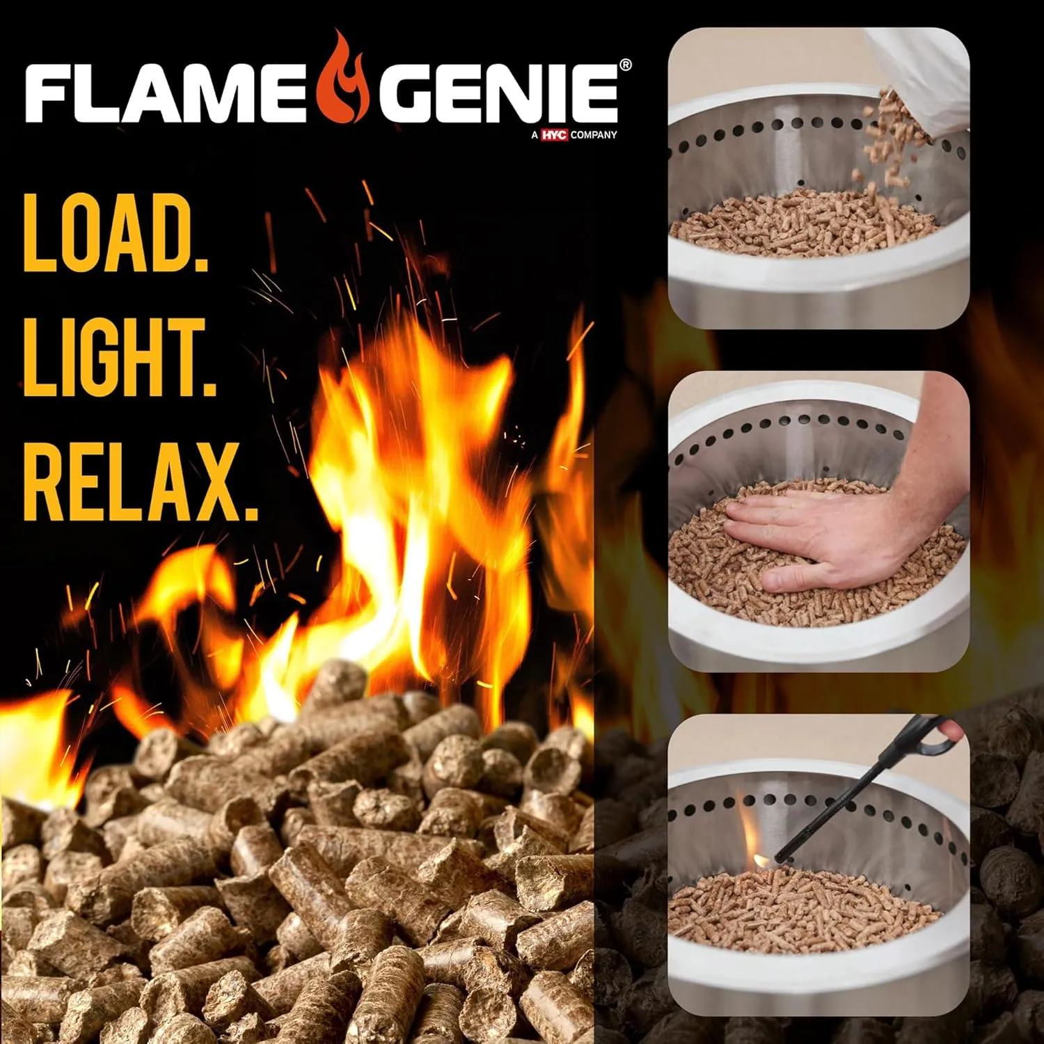 Flame Genie FG-16 13.5" Diameter Portable Pit, Smoke Free, Wood Pellet Fire Pit, Smokeless Fire Pits for Outside, Smokeless Firepit, USA Made, Black