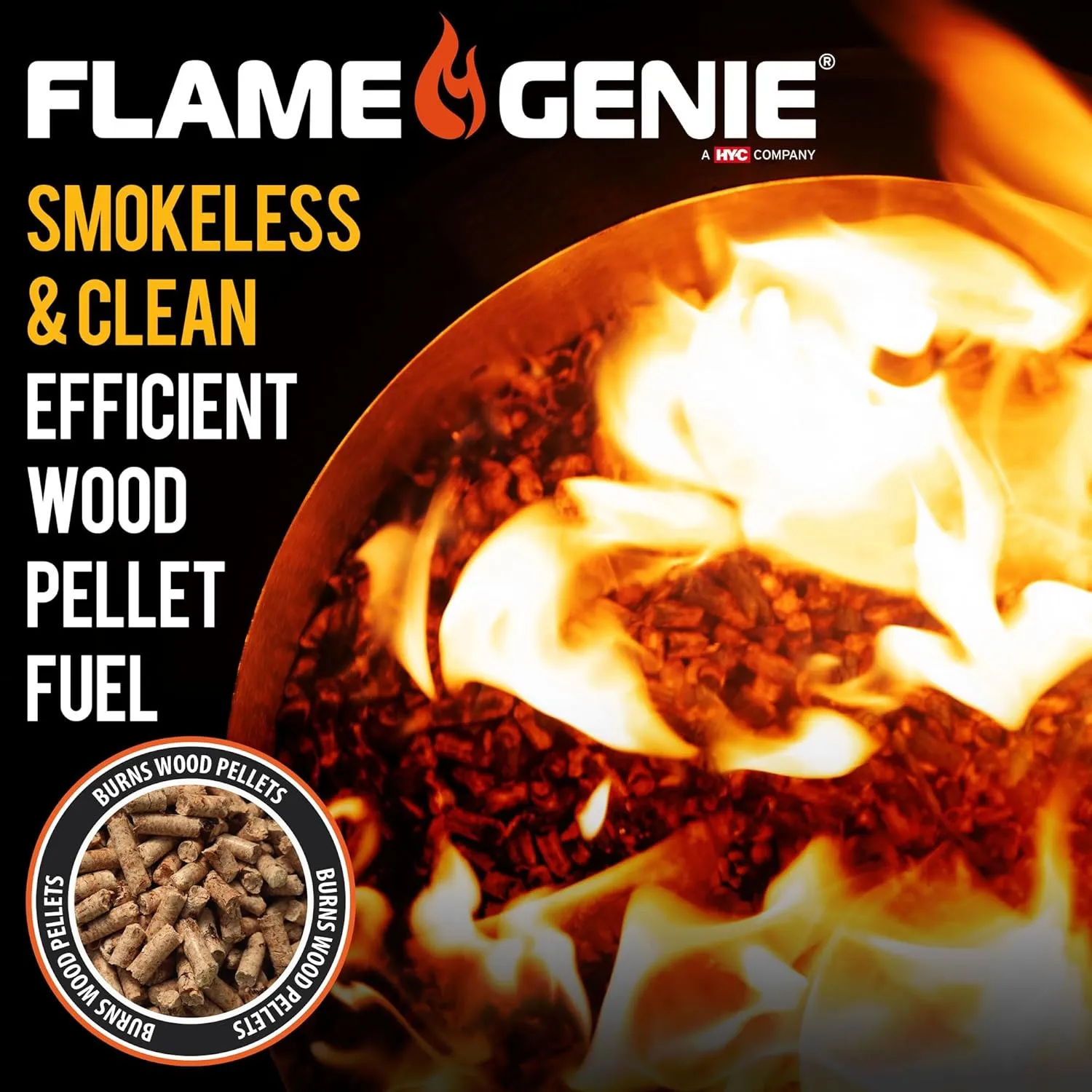 Flame Genie FG-16 13.5" Diameter Portable Pit, Smoke Free, Wood Pellet Fire Pit, Smokeless Fire Pits for Outside, Smokeless Firepit, USA Made, Black
