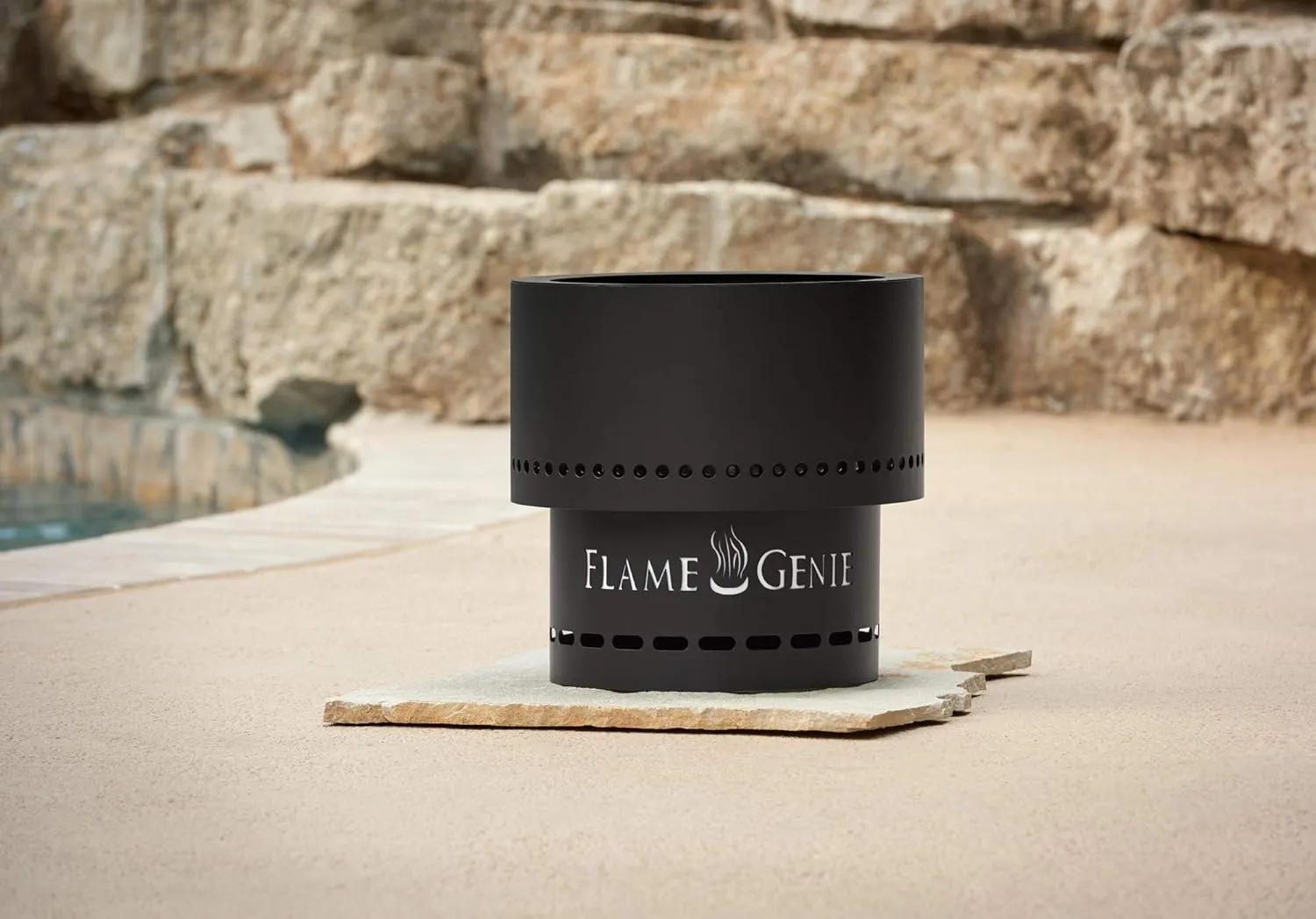 Flame Genie FG-16 13.5" Diameter Portable Pit, Smoke Free, Wood Pellet Fire Pit, Smokeless Fire Pits for Outside, Smokeless Firepit, USA Made, Black