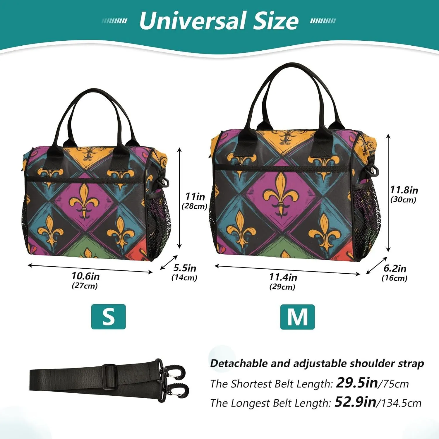 Fleur De Lys Flower Cooler Bag 16/24 Cans Large Leakproof Soft Insulated Lunch Cooler for Picnic, Beach, Work, Camping, Portable Reusable Lunch Bag for Men Women