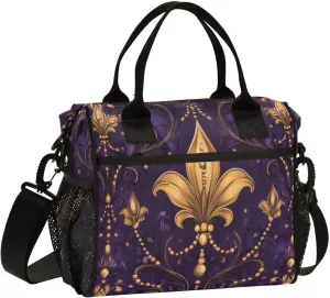 Fleur De Lys Flower Cooler Bag 16/24 Cans Large Leakproof Soft Insulated Lunch Cooler for Picnic, Beach, Work, Camping, Portable Reusable Lunch Bag for Men Women
