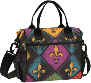 Fleur De Lys Flower Cooler Bag 16/24 Cans Large Leakproof Soft Insulated Lunch Cooler for Picnic, Beach, Work, Camping, Portable Reusable Lunch Bag for Men Women