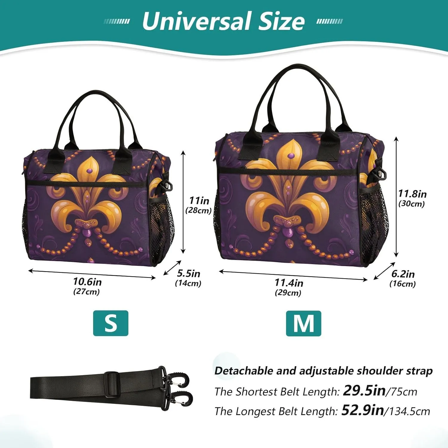 Fleur De Lys Flower Cooler Bag 16/24 Cans Large Leakproof Soft Insulated Lunch Cooler for Picnic, Beach, Work, Camping, Portable Reusable Lunch Bag for Men Women