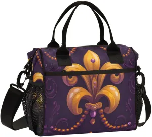 Fleur De Lys Flower Cooler Bag 16/24 Cans Large Leakproof Soft Insulated Lunch Cooler for Picnic, Beach, Work, Camping, Portable Reusable Lunch Bag for Men Women