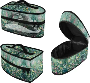Floral Iron Storage Bag for Travel,Flower Iron Storage Case for Mother Trendy Iron Storage Box with Zipper Iron Organizer Bag for Women Large Capacity Iron Storage Organizer