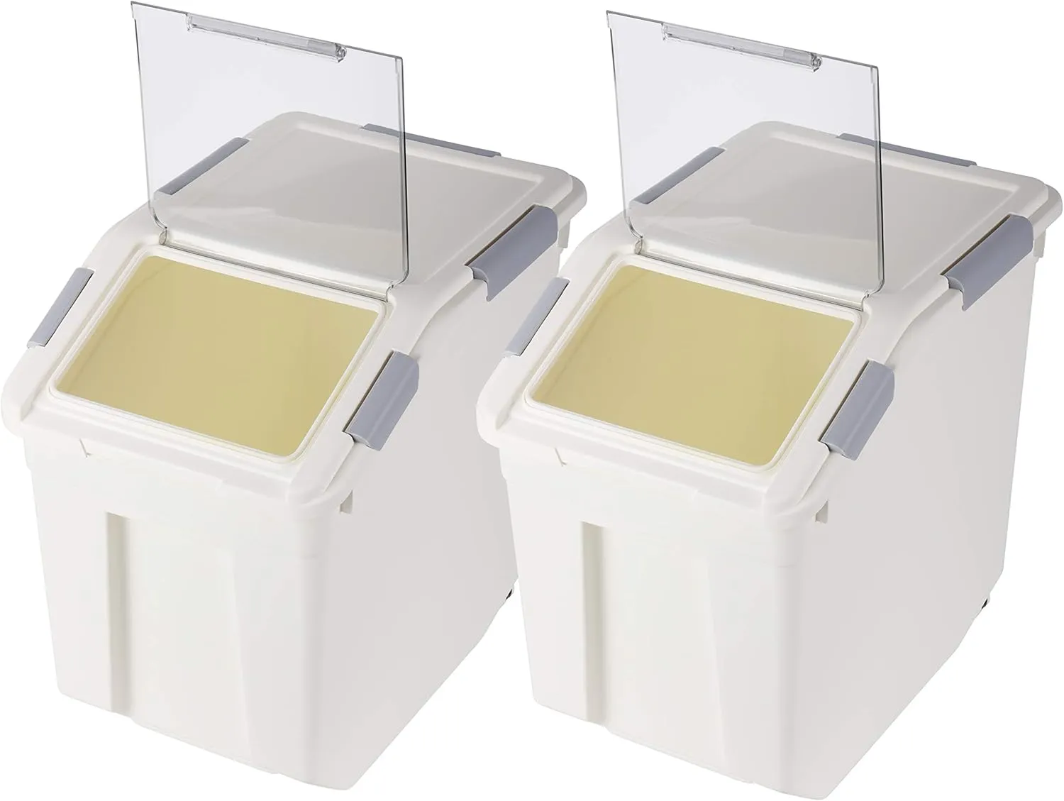 Flour Storage Container 25 lb (‎25 Liters) with Wheels Seal Locking Lid PP (Pack-2)