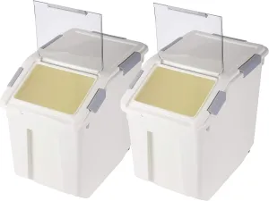 Flour Storage Container 25 lb (‎25 Liters) with Wheels Seal Locking Lid PP (Pack-2)