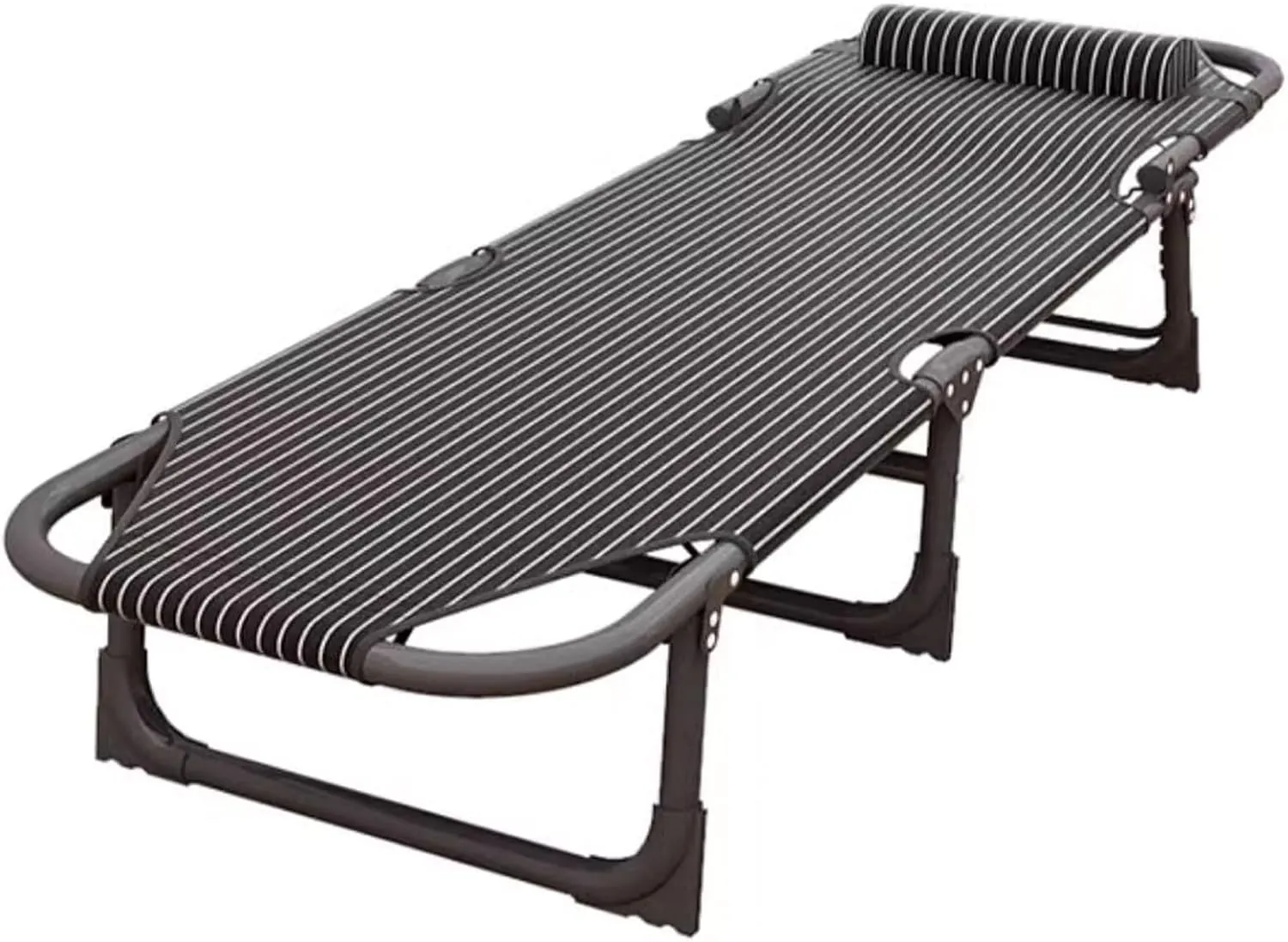 Foldable Bed Frame Single Camping Cot 25MM Steel Pipe Support 4-position Folding Chaise Lounge Chair for Indoor Outdoor Travel Heavy Duty Supports 180kg(175 * 56 * 28cm)