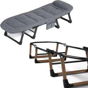 Folding Bed with Pillow, Portable Camping Cot, Reinforced Lumbar Support, Heavy Duty Guest Bed for Home, Office, Nap, Outdoor Travel