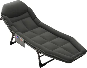 Folding Camping Cot, 5Position Folding Chaise Lounge Chair for Indoor Outdoor Travel Heavy Duty Supports 330 Lbs, for Camping, Pool, Beach,B