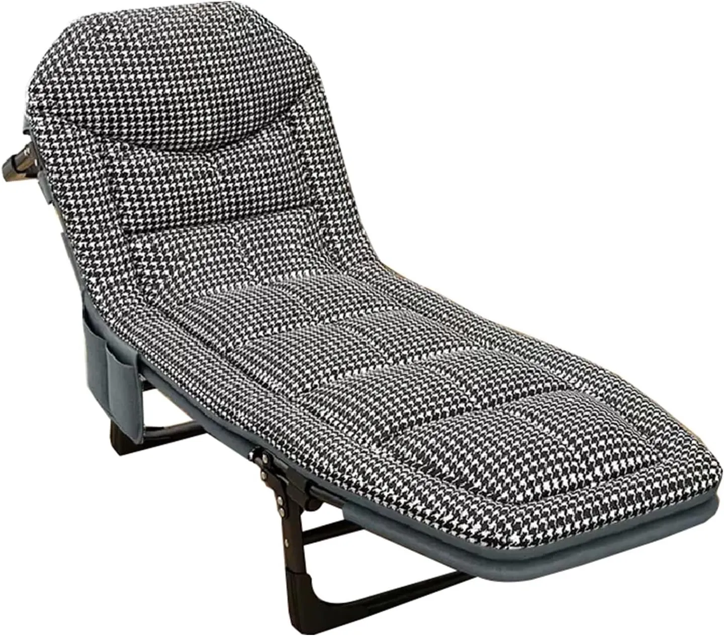 Folding Camping Cot, 5Position Folding Chaise Lounge Chair for Indoor Outdoor Travel Heavy Duty Supports 330 Lbs, for Camping, Pool, Beach,B(White)