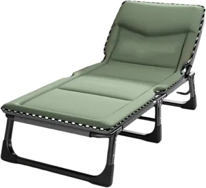 Folding Camping Cot Bed for Adults Adjustable in 4 Levels, Foldable Bed with Mattress Cots for Sleeping No Assembly for Office Hospital Living Room(Green)