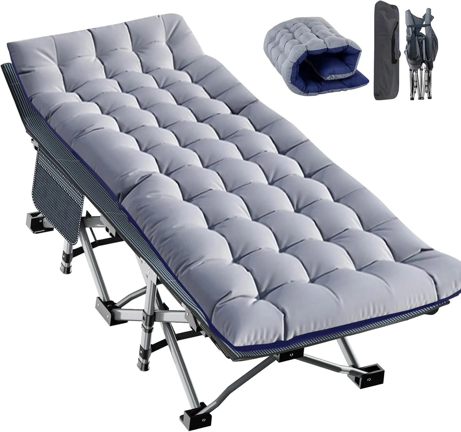 Folding Camping Cot, Folding Cot Camping Cots for Adults, Portable Sleeping Cot with Mattress Foldable Outdoor Bed Camp Cots Guest Bed with Carry Bag for Home, Office & Outdoor Use