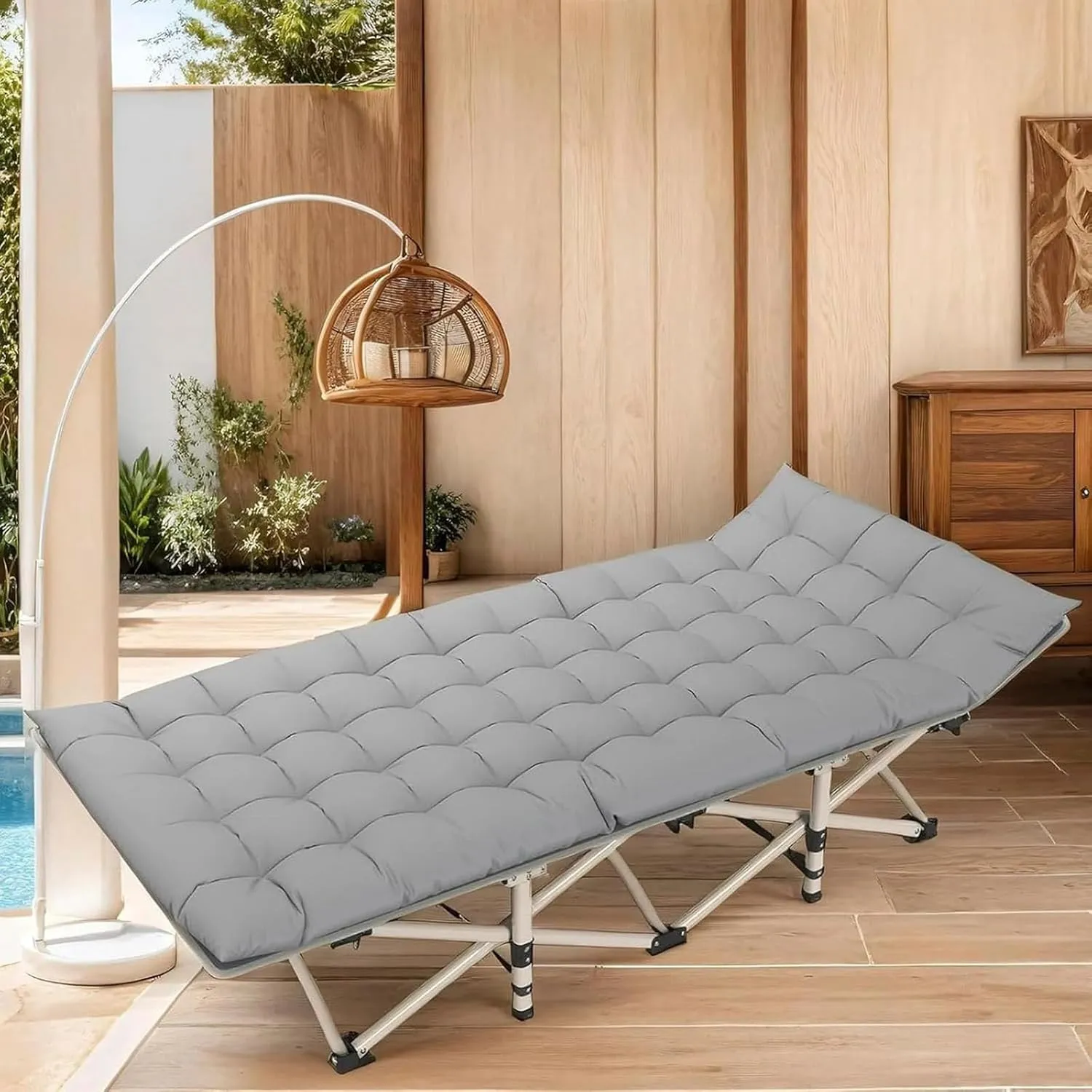 Folding Camping Cot for Adult, Portable Sleeping Cot with Mattress, Heavy Duty Sleep Cot Bed for Home, Office, Camp, Travel, Vacation, Hospital