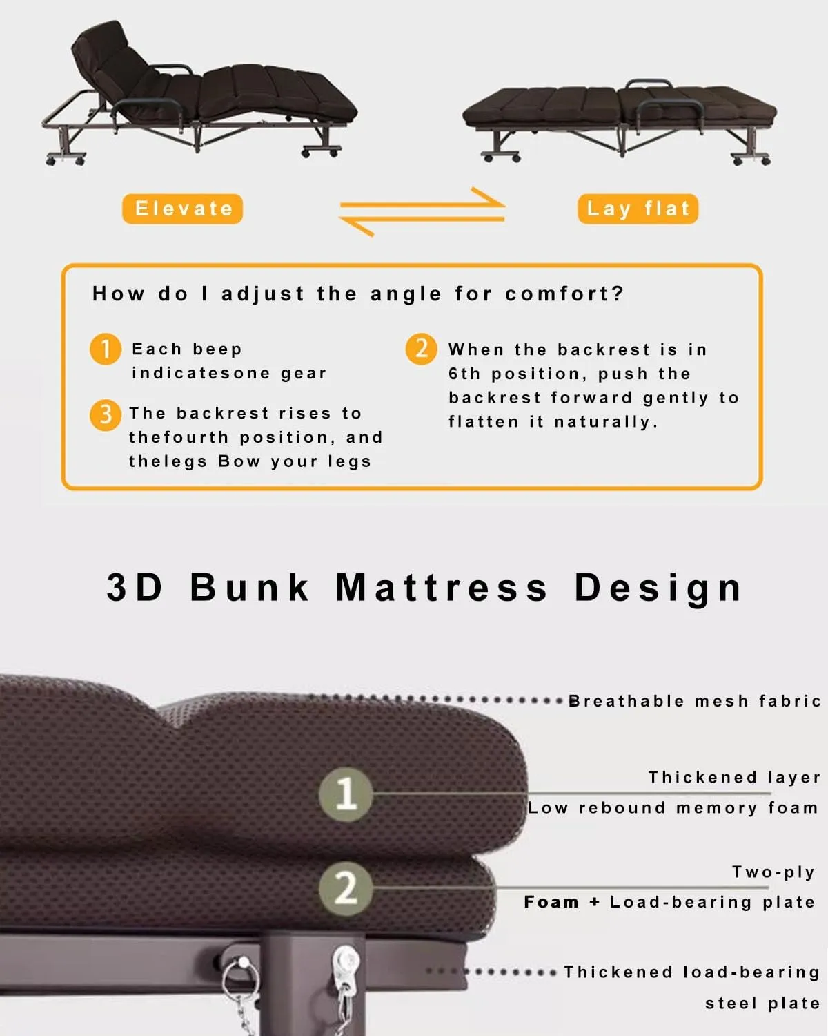 Folding Camping Cot for Adults, Heavy Duty Outdoor Bed with Adjustable Pillow, Travel Camp Cots for Tent Outdoor Hiking Travel Beach Office Nap