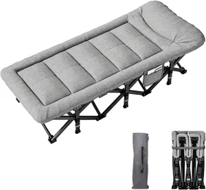 Folding Camping Cot for Adults, Heavy Duty Outdoor Bed with Carry Bag, Travel Camp Cots for Outdoor Travel, Base Camp, Hiking, Mountaineering, Lightweight Backpacking