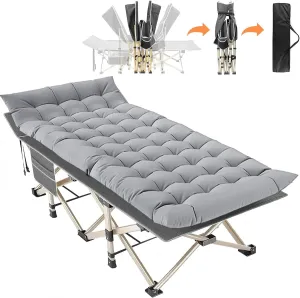 Folding Camping Cot for Adults, Heavy Duty Sleeping Cots with Mattress, Carry Bag, 1200D Double Layer Oxford Portable Camp Cots for Home Office Outdoor