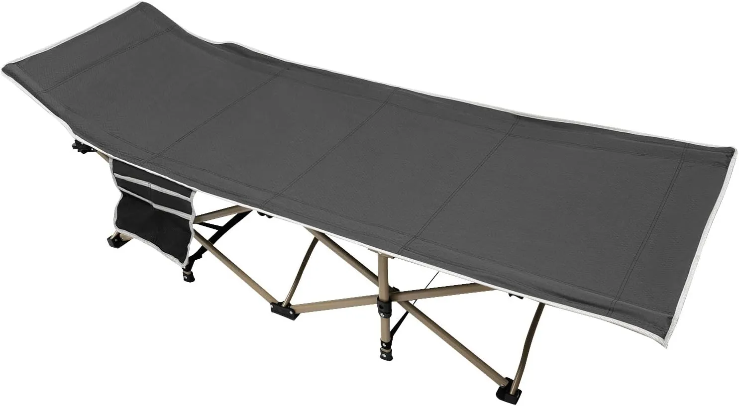 Folding Camping Cot for Adults, Portable Outdoor Bed with Carry Bag, Heavy Duty Sleeping Cots for Camping & Hunting, 1200D Oxford Cloth Travel Tent Cots, 617 LBS Max Load (Gray)