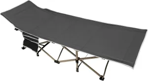 Folding Camping Cot for Adults, Portable Outdoor Bed with Carry Bag, Heavy Duty Sleeping Cots for Camping & Hunting, 1200D Oxford Cloth Travel Tent Cots, 617 LBS Max Load (Gray)