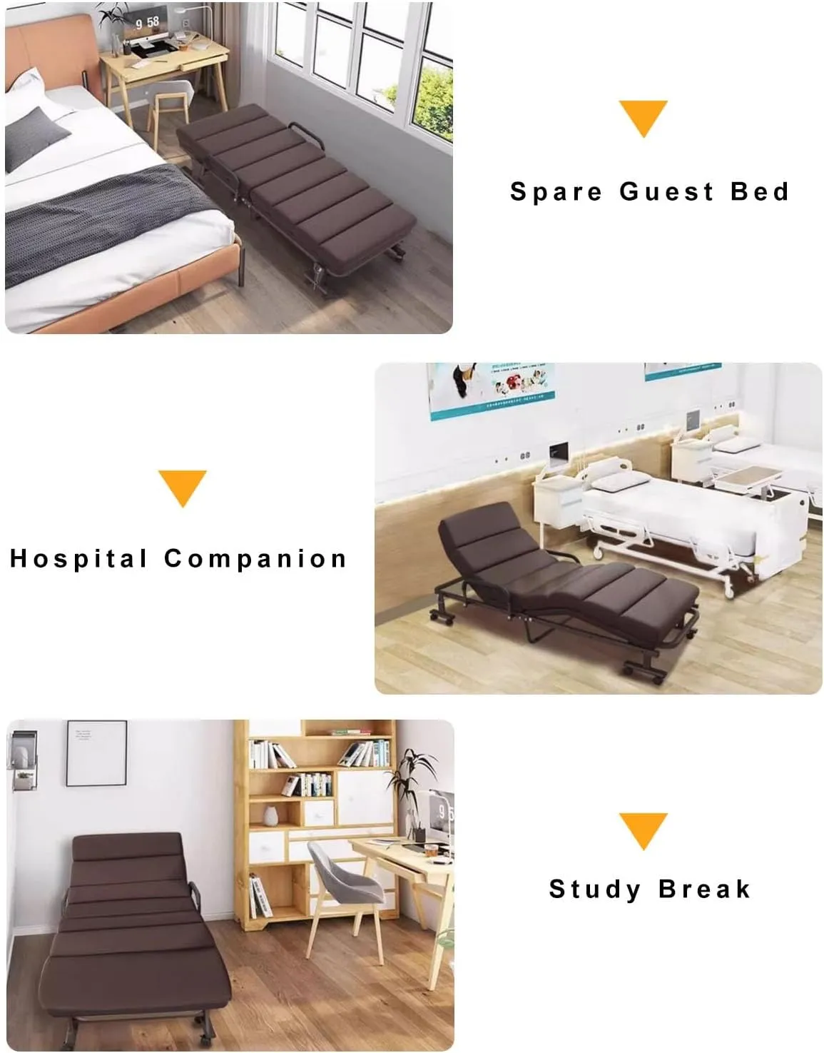Folding Camping Cot for Adults, Six-Position Back Adjustment，Heavy Duty Guest Bed with Adjustable Pillow, Travel Camp Cots for Home, Office Nap and Outdoor