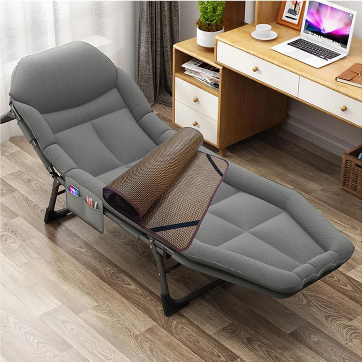 Folding Camping Cot for Adults Sleeping, Portable Camping Bed, 5-Position Folding Chaise Lounge Chair, Outdoor Lounge Chairs Perfect for Camping, Beach, Travel,B