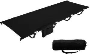 Folding Camping Cot, Light Outdoor Bed with Carry Bag,600D Layer Oxford Travel Camp Cots(Black)