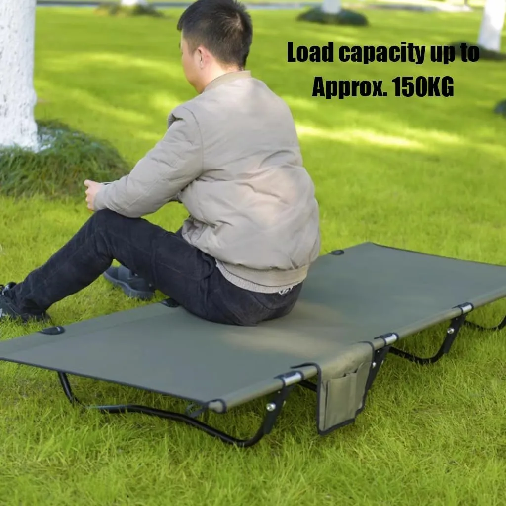 Folding Camping Cot, Light Outdoor Bed with Carry Bag,600D Layer Oxford Travel Camp Cots(Black)