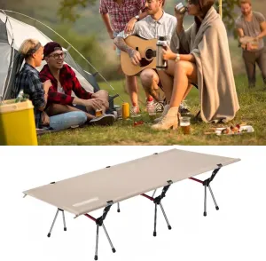 Folding Camping Cot - Lightweight, Compact & Portable Camping Bed, Comfortable Sleeping Cots for Adults & Kids - Camp Cot Fits Single(Beige)