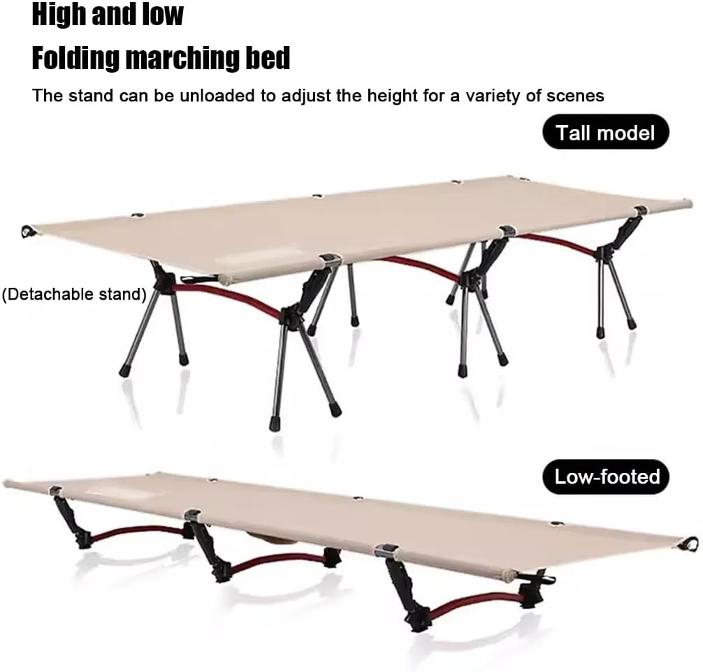 Folding Camping Cot - Lightweight, Compact & Portable Camping Bed, Comfortable Sleeping Cots for Adults & Kids - Camp Cot Fits Single(Beige)